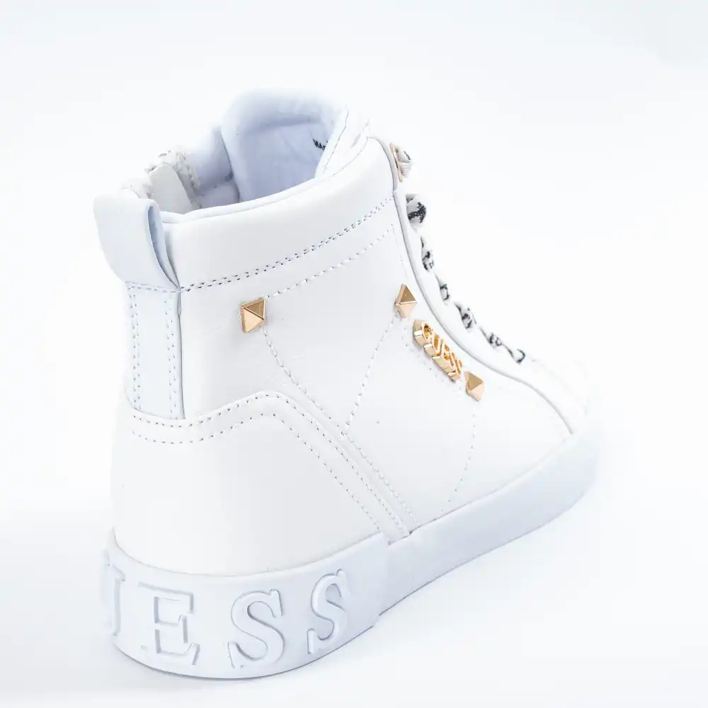 Basket montante femme Guess PORTLY WHITE Blanc - ZESHOES Basket montante femme Guess PORTLY WHITE Blanc - ZESHOES