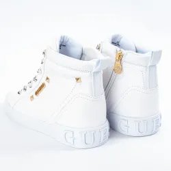 Basket montante femme Guess PORTLY WHITE Blanc - ZESHOES Basket montante femme Guess PORTLY WHITE Blanc - ZESHOES