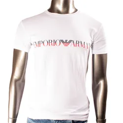 T shirt manche courte homme Emporio Armani Megalogo Blanc - ZESHOES