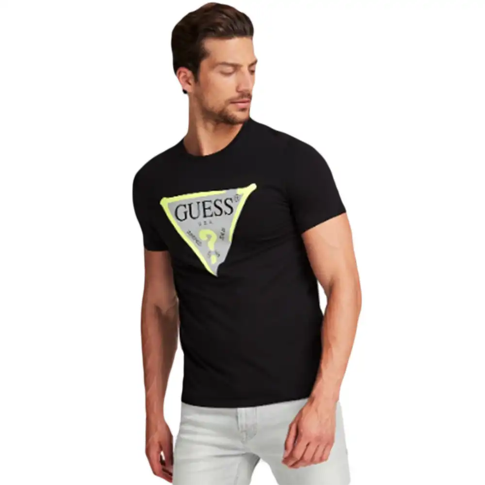 T shirt manche courte homme Guess LOGO TRIANGLE Noir - ZESHOES