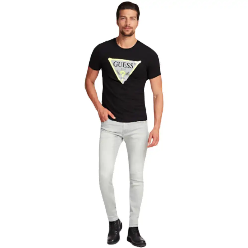 T shirt manche courte homme Guess LOGO TRIANGLE Noir - ZESHOES T shirt manche courte homme Guess LOGO TRIANGLE Noir - ZESHOES