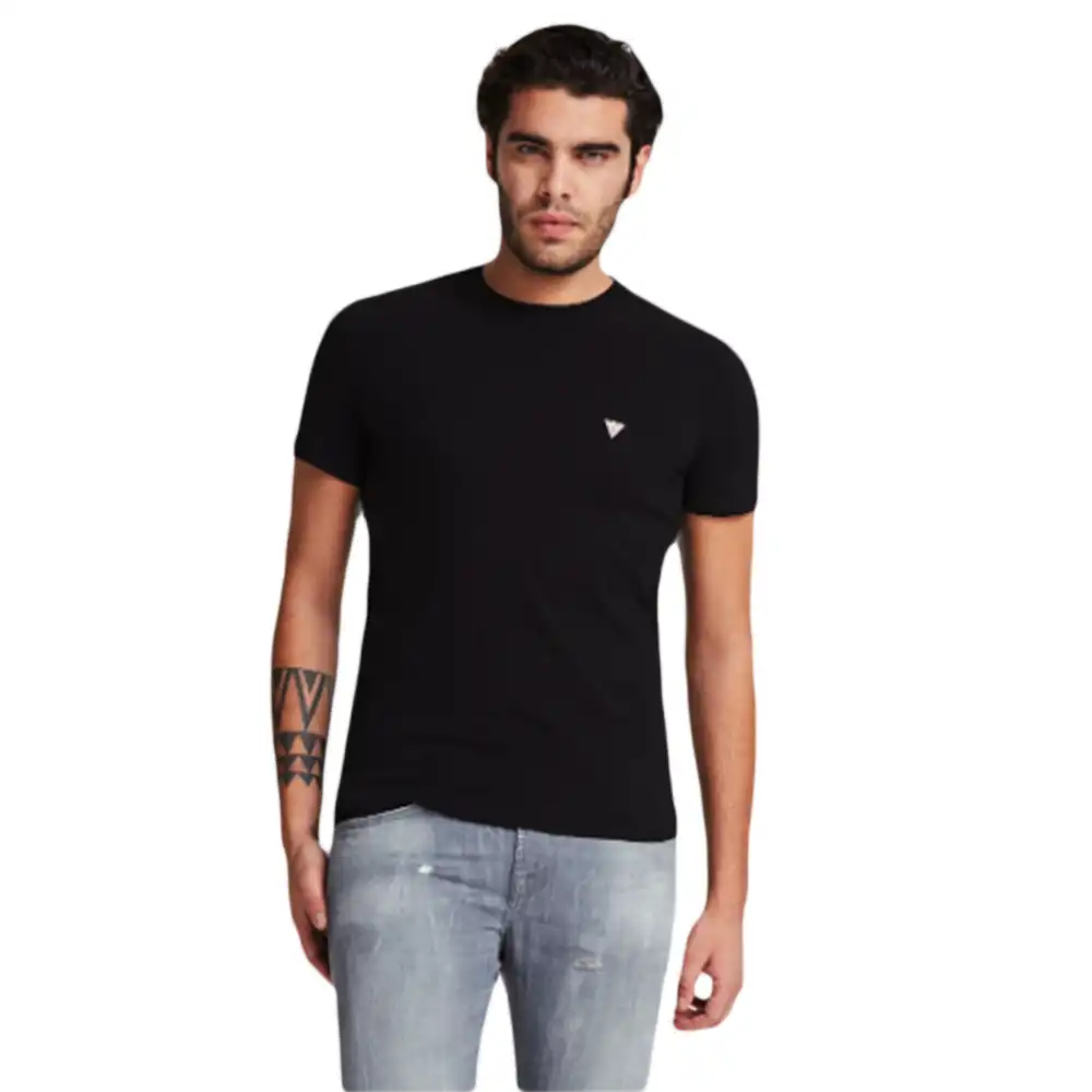 T shirt manche courte homme Guess Classic ras Noir - ZESHOES