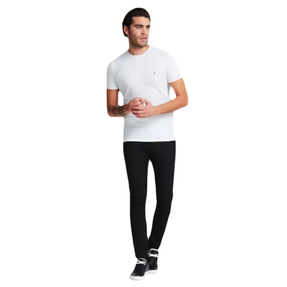 T shirt manche courte homme Guess ras Blanc - ZESHOES