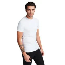 T shirt manche courte homme Guess ras Blanc - ZESHOES