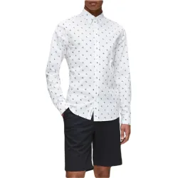 Chemise manches longues homme Calvin Klein Overhemd Volledig bedrukt Blanc - ...