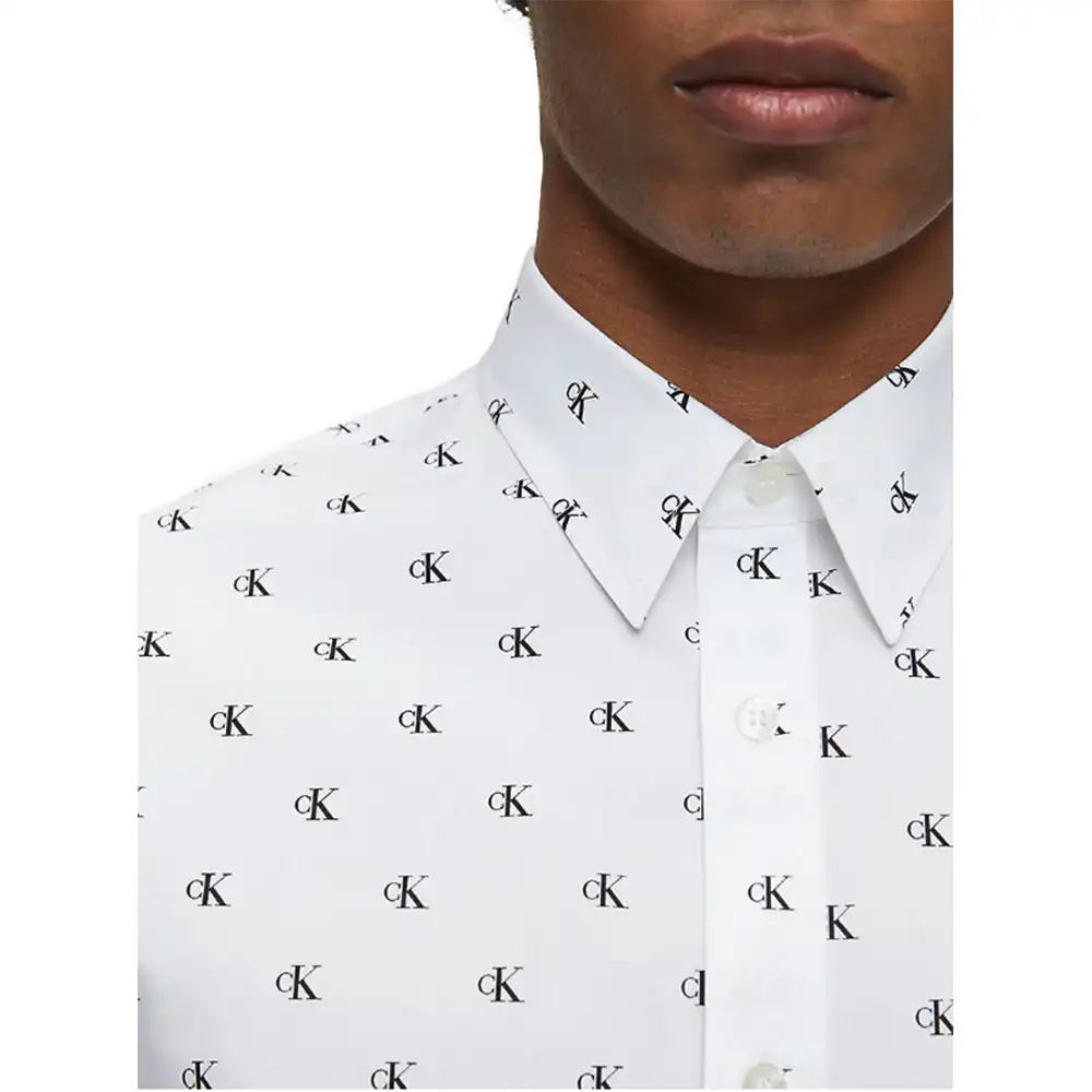 Chemise manches longues homme Calvin Klein Overhemd Volledig bedrukt Blanc - ... Chemise manches longues homme Calvin Klein Overhemd Volledig bedrukt Blanc - ...