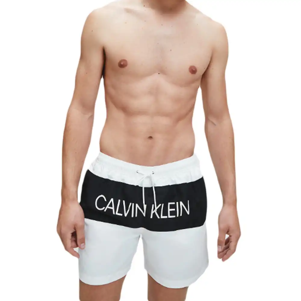 Short de bain homme Calvin Klein core logo Blanc - ZESHOES