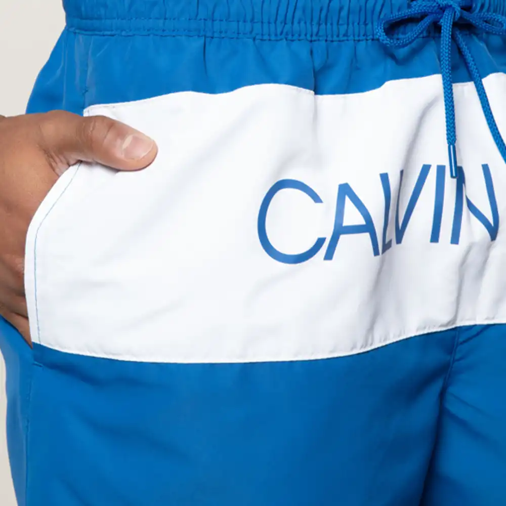 Short de bain homme Calvin Klein core logo Bleu - ZESHOES