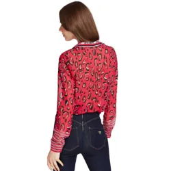 Chemise manche longue femme Guess stripe collar Rouge - ZESHOES