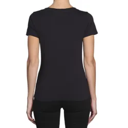 Tee shirt manche courte femme Calvin Klein CK EMBROIDERY STRETCH V-NECK Noir ...