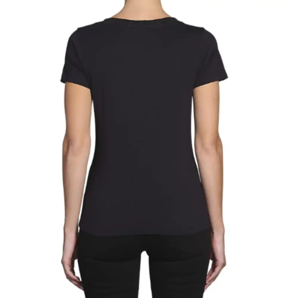 Tee shirt manche courte femme Calvin Klein CK EMBROIDERY STRETCH V-NECK Noir ...