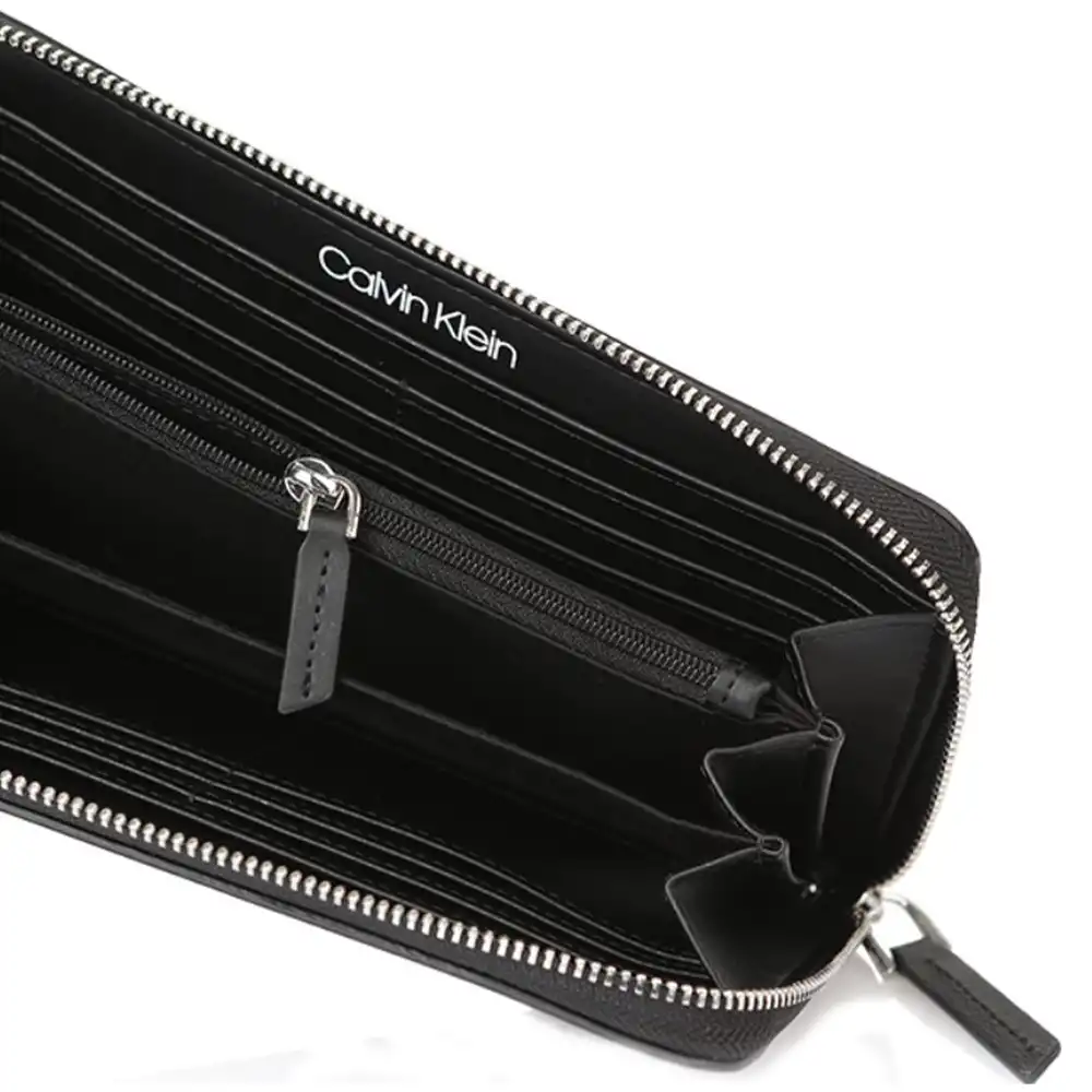 Portefeuille femme Calvin Klein Shaped lrg ziparound Noir - ZESHOES
