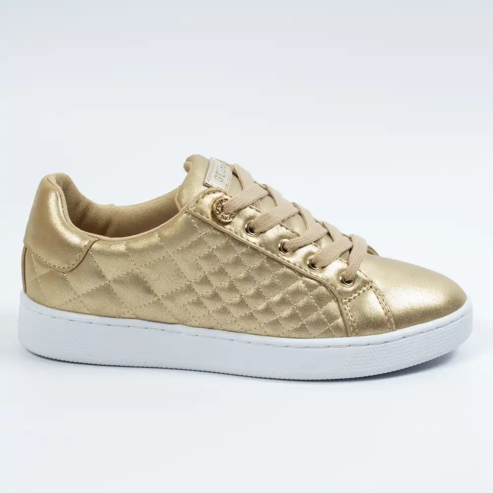 Basket basse femme Guess Reace Sneaker Laminé Or - ZESHOES