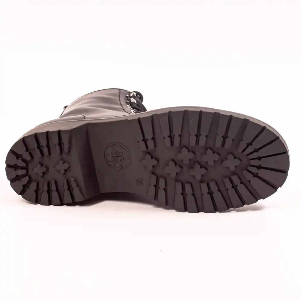 Basket montante femme Guess Talisi Genuine Leather Combat Boot Noir - ZESHOES