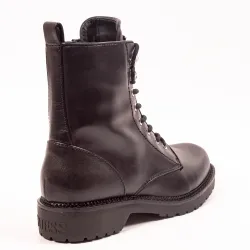 Basket montante femme Guess Talisi Genuine Leather Combat Boot Noir - ZESHOES