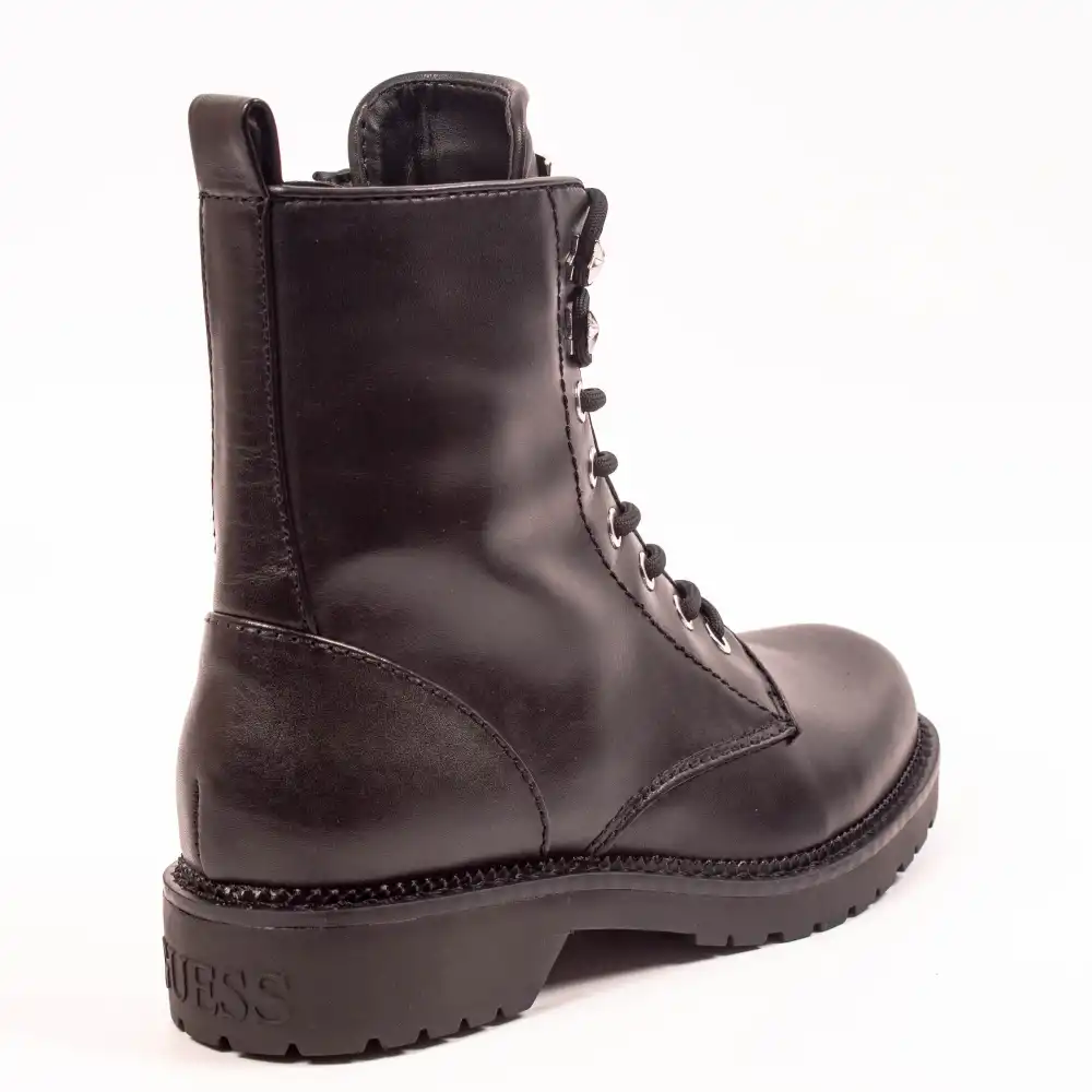 Basket montante femme Guess Talisi Genuine Leather Combat Boot Noir - ZESHOES