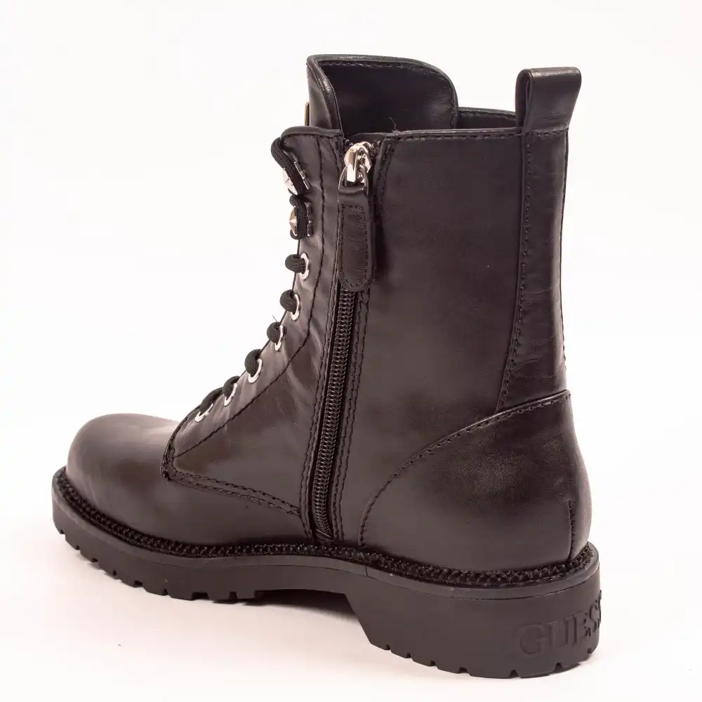 Basket montante femme Guess Talisi Genuine Leather Combat Boot Noir - ZESHOES