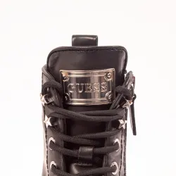 Basket montante femme Guess Talisi Genuine Leather Combat Boot Noir - ZESHOES