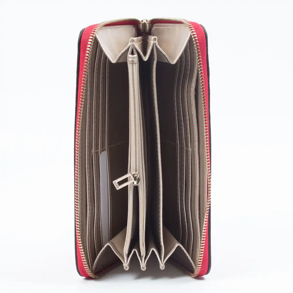 Portefeuille femme Guess Becca Long Zipper Pull Rouge - ZESHOES