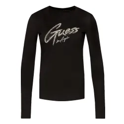 Tee shirt manche longue femme Guess Jet Noir - ZESHOES