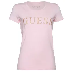 Tee shirt manche courte femme Guess Devine Rose - ZESHOES