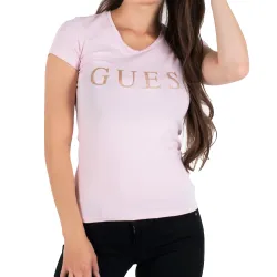 Tee shirt manche courte femme Guess Devine Rose - ZESHOES