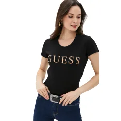 Tee shirt manche courte femme Guess Devine Noir - ZESHOES