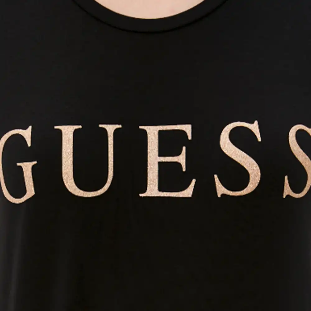 Tee shirt manche courte femme Guess Devine Noir - ZESHOES
