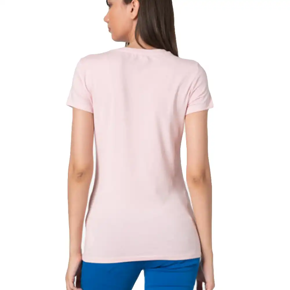 Tee shirt manche courte femme Guess Classic logo Rose - ZESHOES
