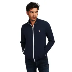 Sweat zippé homme Guess Classic logo triangle Bleu - ZESHOES