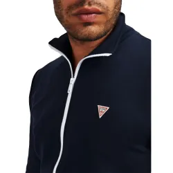 Sweat zippé homme Guess Classic logo triangle Bleu - ZESHOES