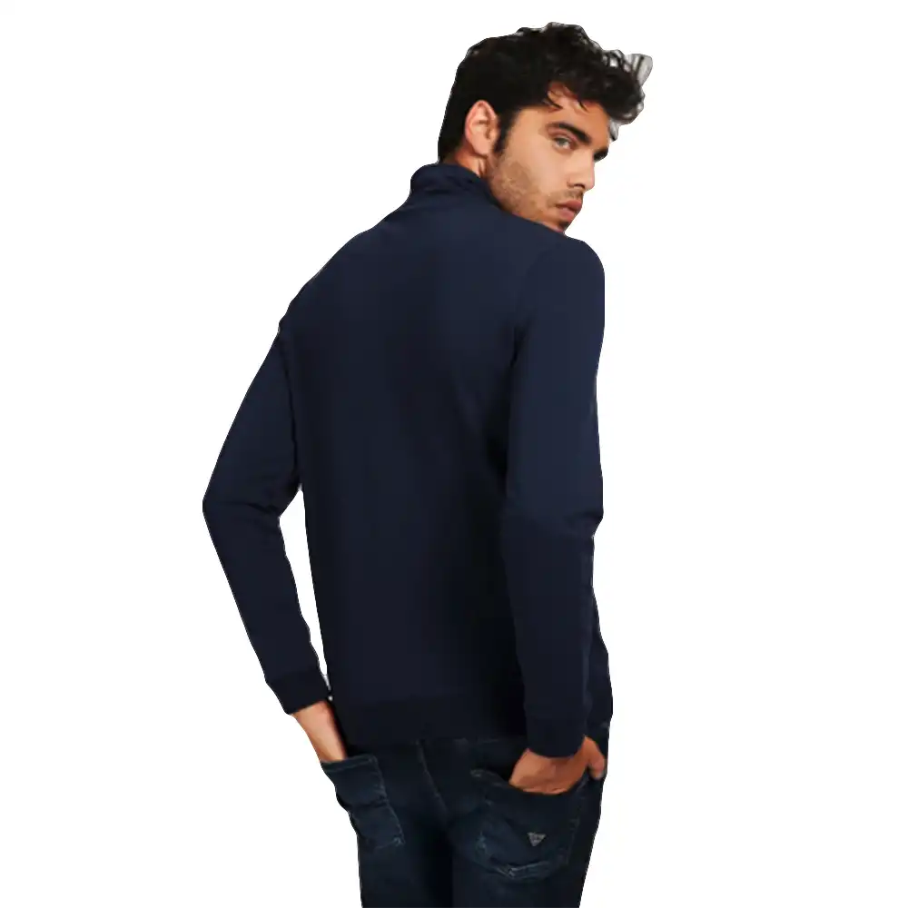 Sweat zippé homme Guess Classic logo triangle Bleu - ZESHOES