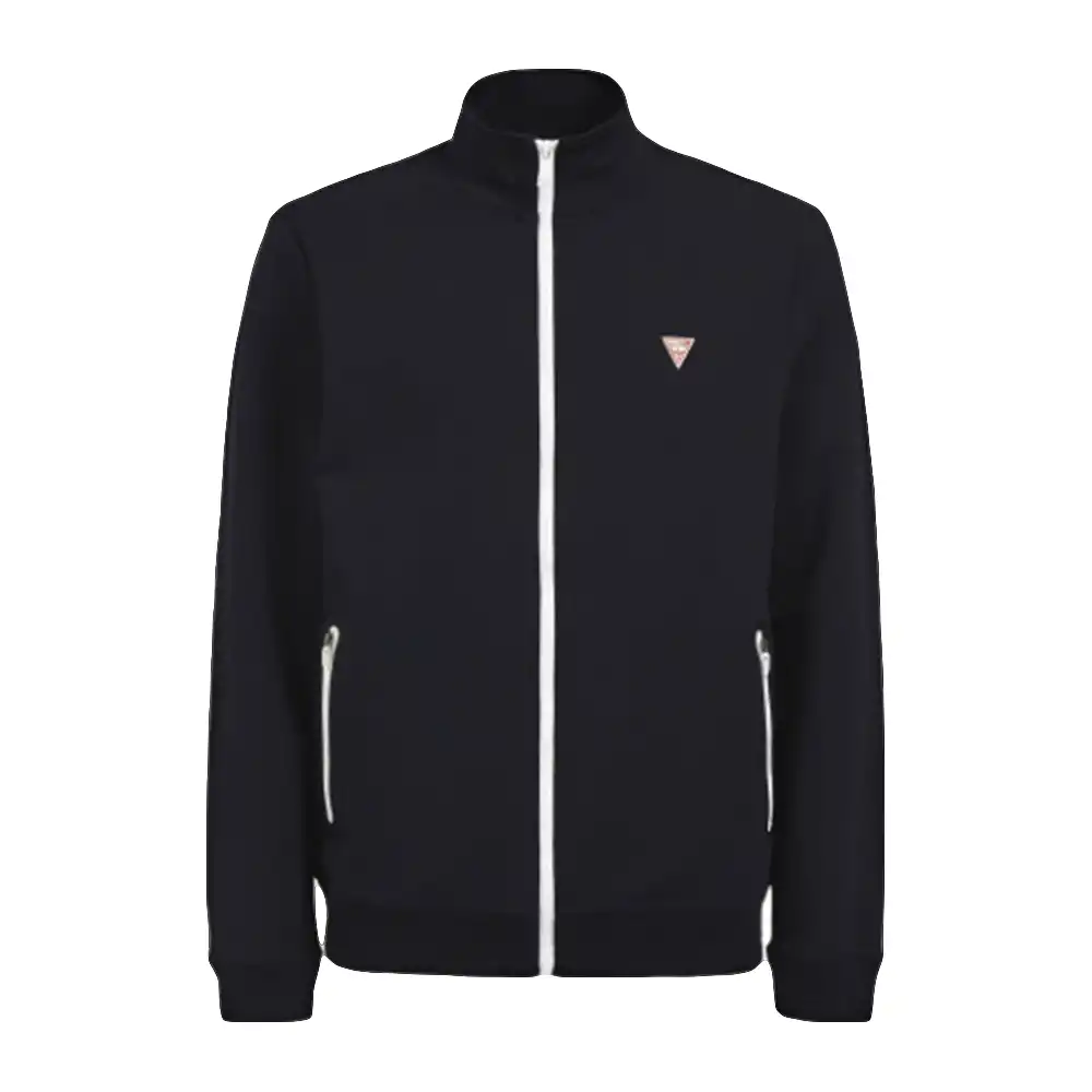 Sweat zippé homme Guess Classic logo triangle Bleu - ZESHOES