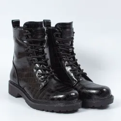 Basket montante femme Guess Anfibio talisi effet croco Noir - ZESHOES