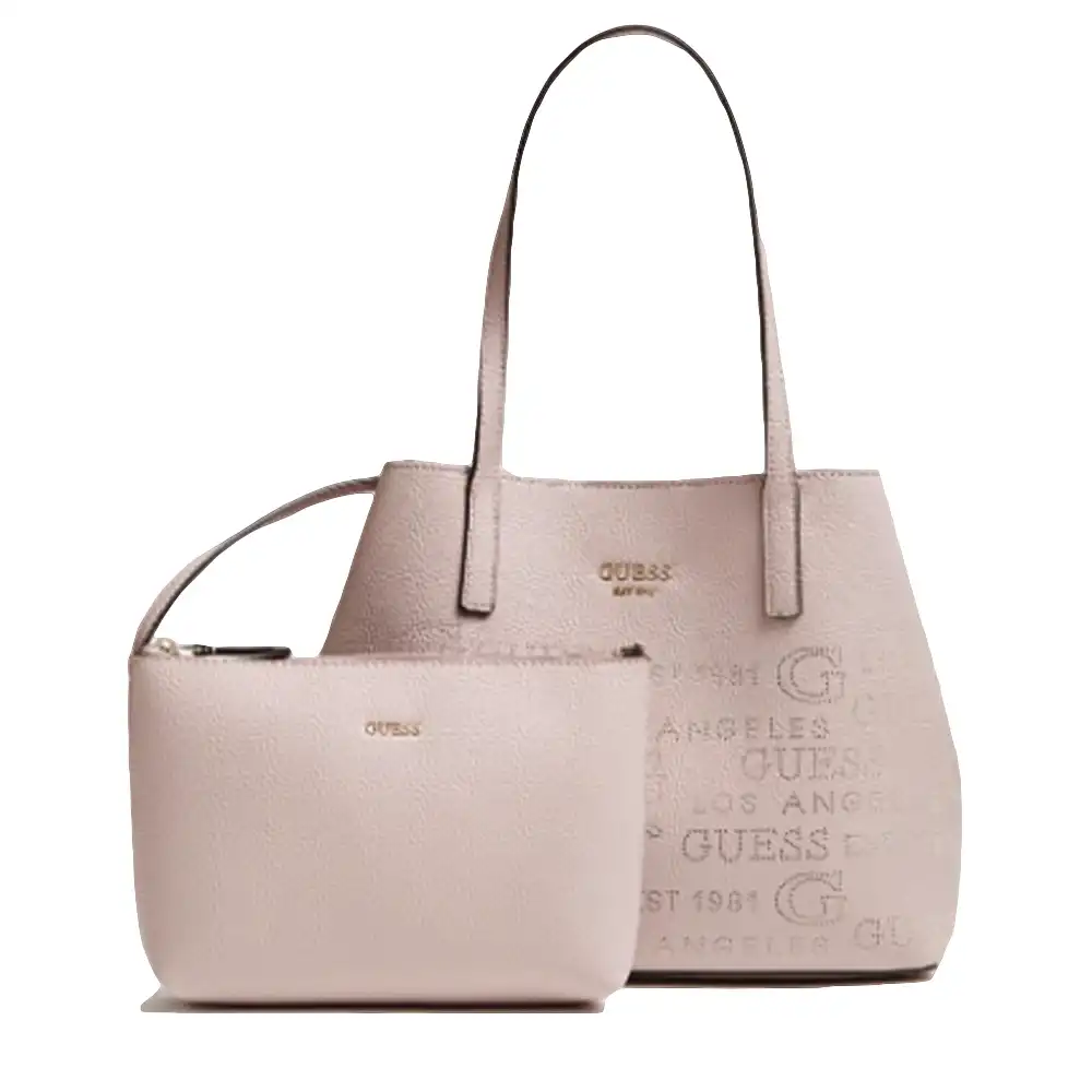 Sac a main femme Guess Cabas vikky logo Rose - ZESHOES