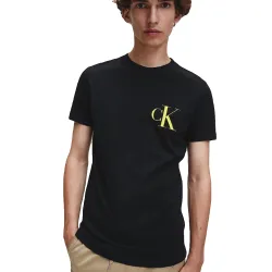 T shirt manche courte homme Calvin Klein Logo yellow Noir - ZESHOES T shirt manche courte homme Calvin Klein Logo yellow Noir - ZESHOES