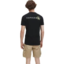 T shirt manche courte homme Calvin Klein Logo yellow Noir - ZESHOES T shirt manche courte homme Calvin Klein Logo yellow Noir - ZESHOES