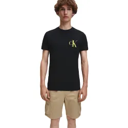 T shirt manche courte homme Calvin Klein Logo yellow Noir - ZESHOES T shirt manche courte homme Calvin Klein Logo yellow Noir - ZESHOES