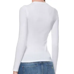 Tee shirt manche longue femme Guess Summer logo Blanc - ZESHOES