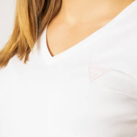 Tee shirt manche courte femme Guess Blanc Mini triangle 