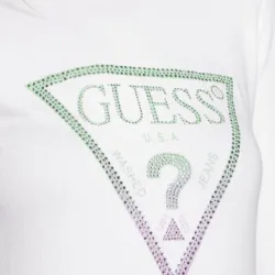 Tee shirt manche longue femme Guess Sheila Blanc - ZESHOES