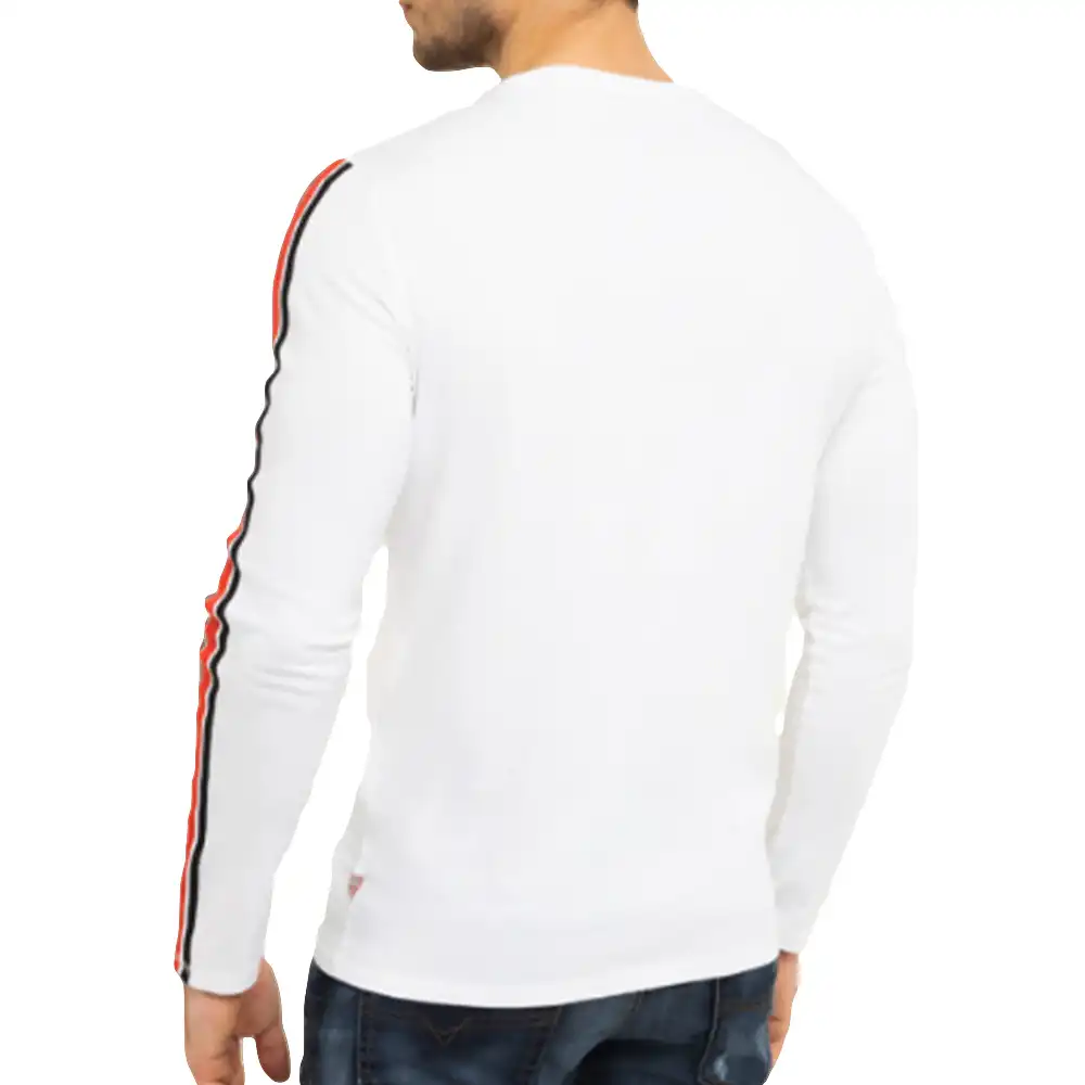 T shirt manche longue homme Guess Bande Blanc - ZESHOES