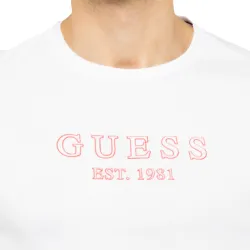 T shirt manche longue homme Guess Bande Blanc - ZESHOES
