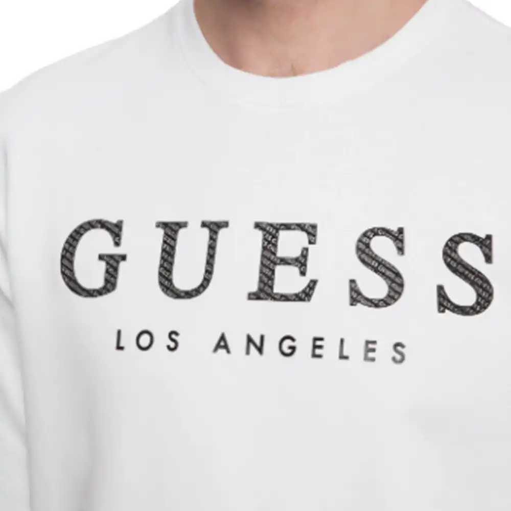 Sweat shirt homme Guess Los angeles logo Blanc - ZESHOES
