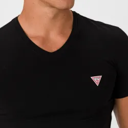 T shirt manche courte homme Guess Col V Noir - ZESHOES