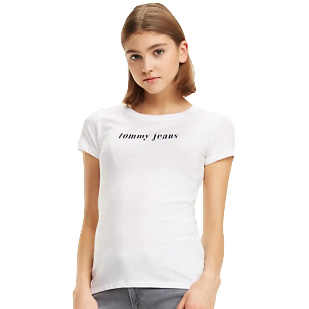 Tee shirt manche courte femme Tommy Jeans Essential slim Blanc - ZESHOES