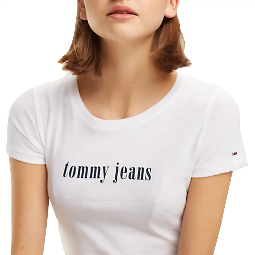 Tee shirt manche courte femme Tommy Jeans Essential slim Blanc - ZESHOES