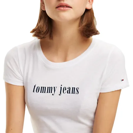 Tee shirt manche courte femme Tommy Jeans Blanc Essential slim