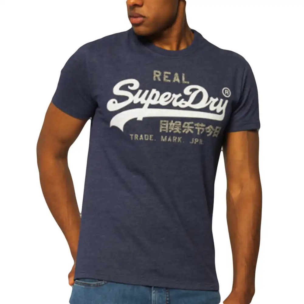 T shirt manche courte homme Superdry Premium goods heat sealed Bleu - ZESHOES