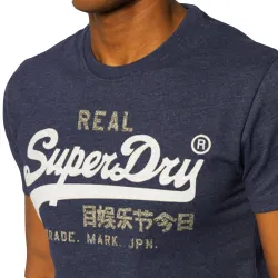 T shirt manche courte homme Superdry Premium goods heat sealed tee Bleu - ZES...